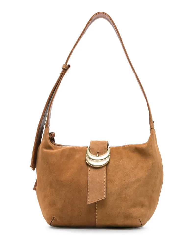 ba&sh Youyou buckle-detail suede shoulder bag - Braun Braun