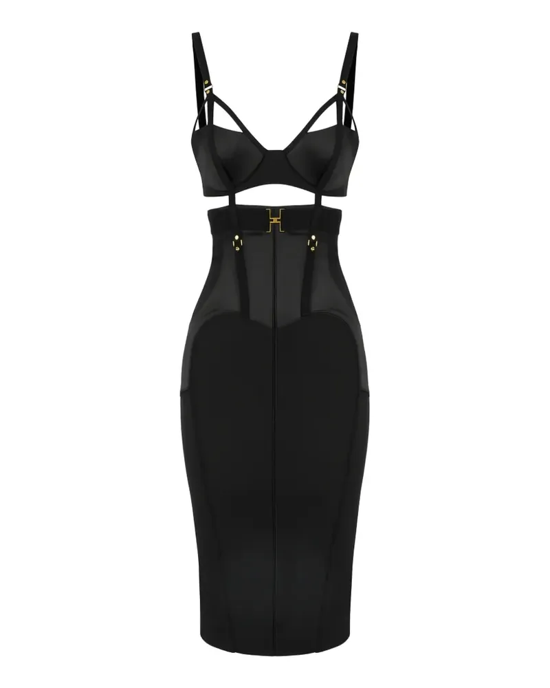 Elisabetta Franchi satin bustier midi dress - Schwarz Schwarz