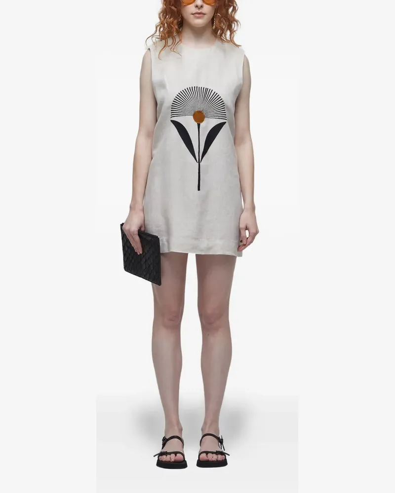 Osklen Ärmelloses Reto Bordado Sunflower Minikleid - Weiß Weiß