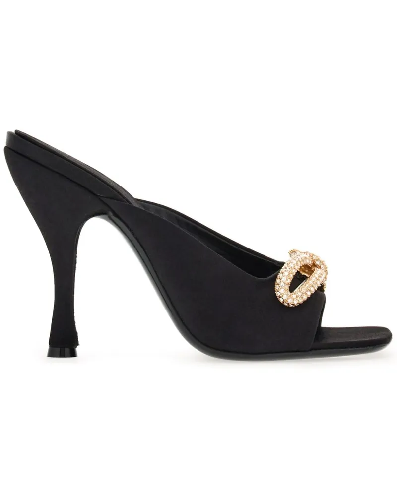 Ferragamo Mules mit Kristallen 105mm - Schwarz Schwarz