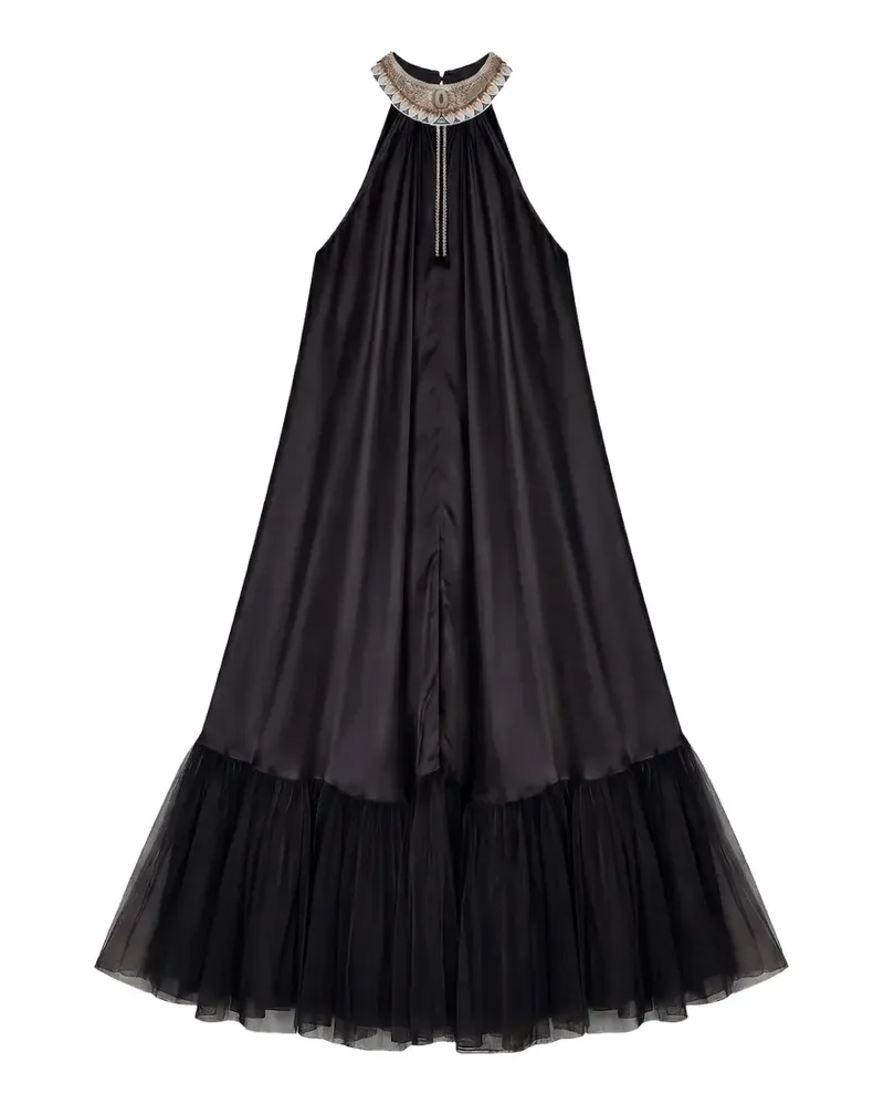 Mes Demoiselles Verziertes Kleid mit Tüllbesatz - Schwarz Schwarz