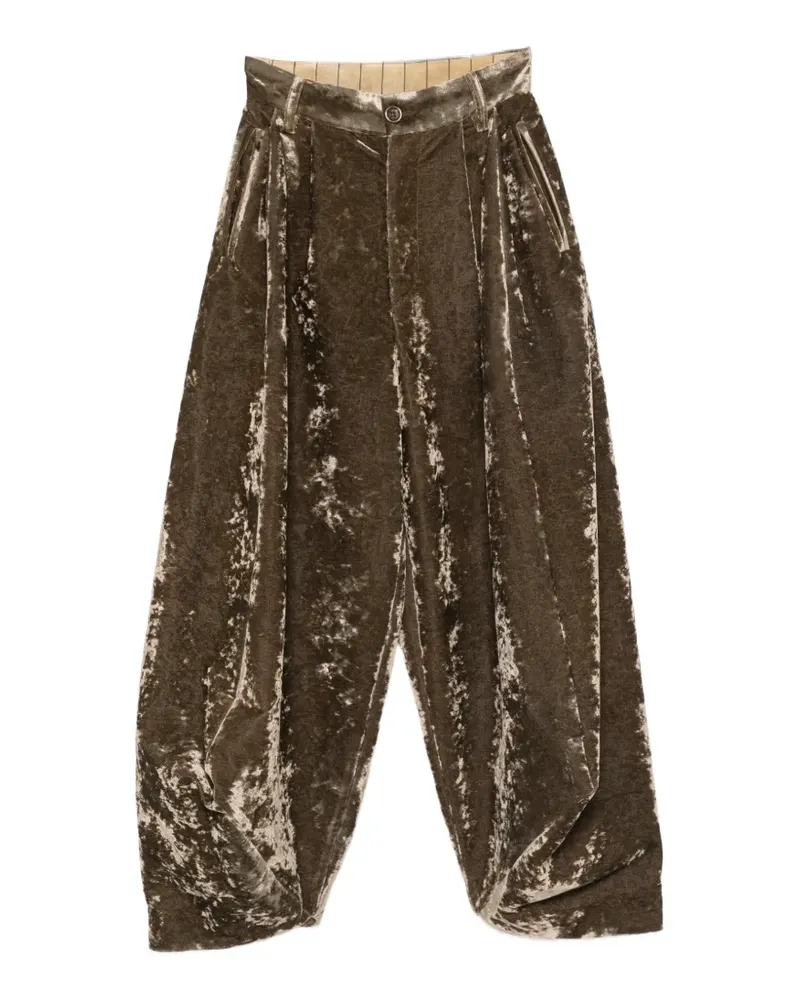 Uma Wang Lassie velvet-effect wide-leg trousers - Grün Grün