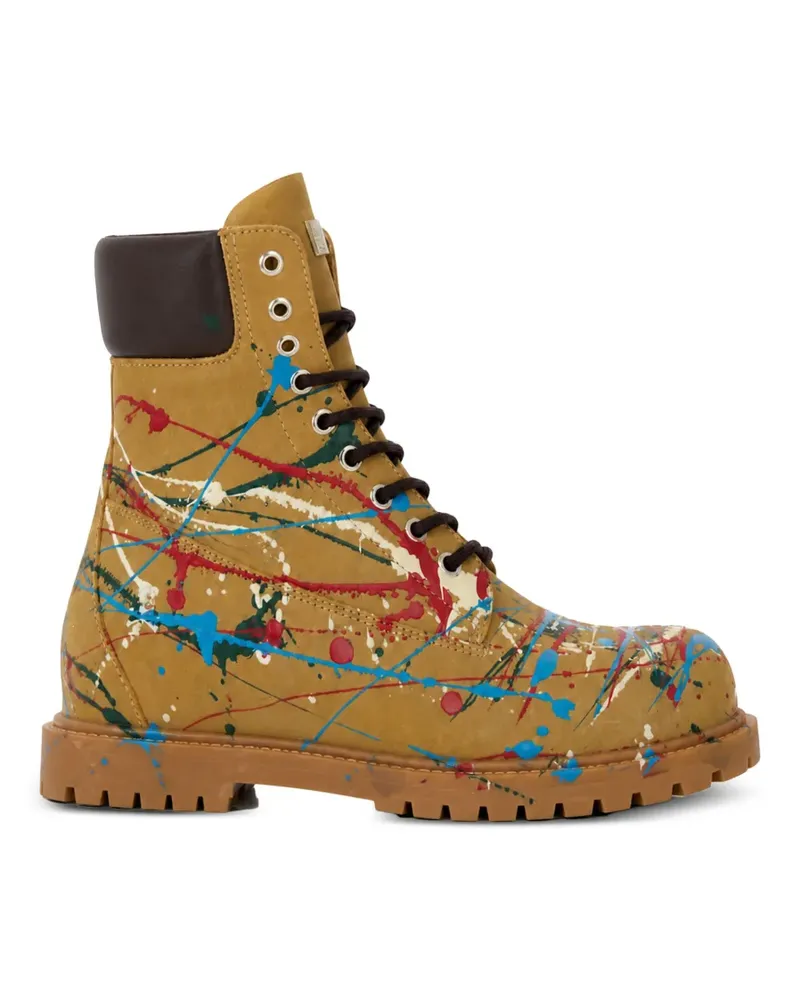 Philipp Plein Dripping Skull Stiefel aus Nubukleder - Nude Nude