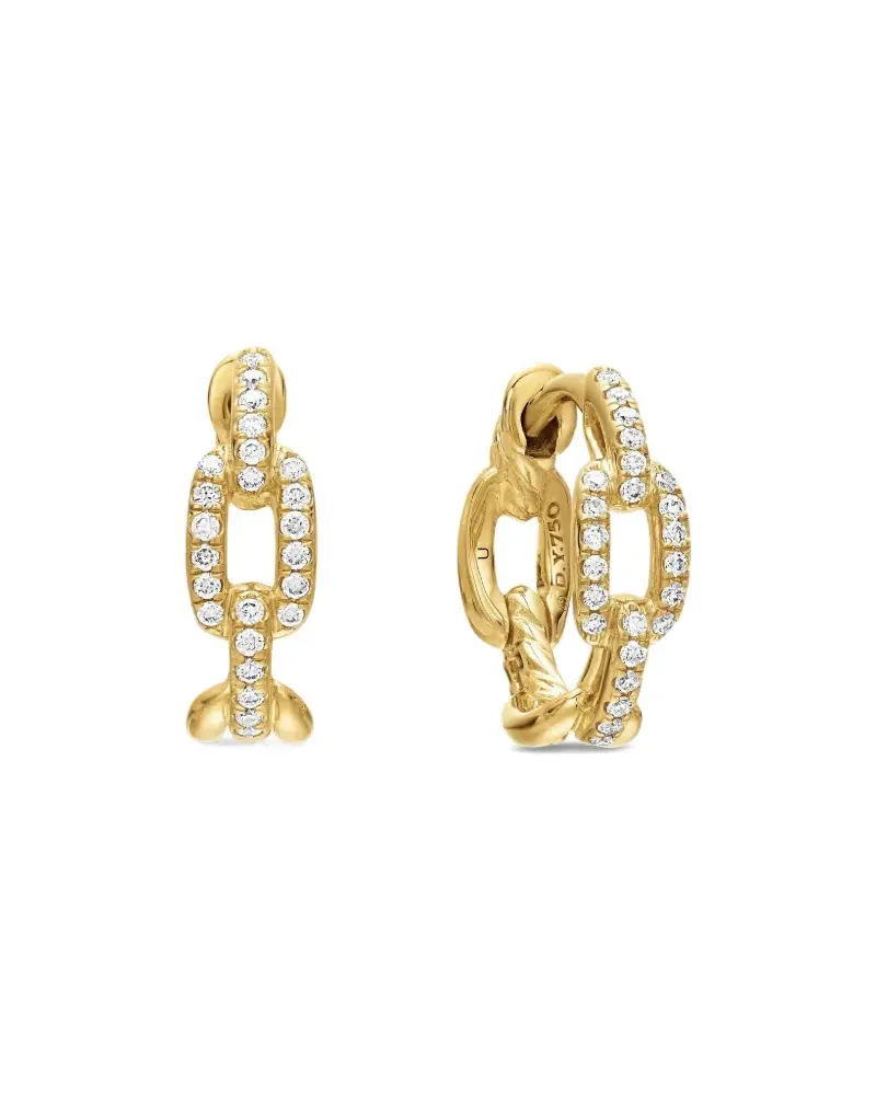 David Yurman 18kt Stax Gelbgoldcreolen mit Diamanten (12,5mm Gold