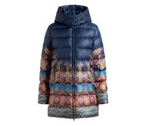 Daunenmantel mit Paisley-Print - Blau