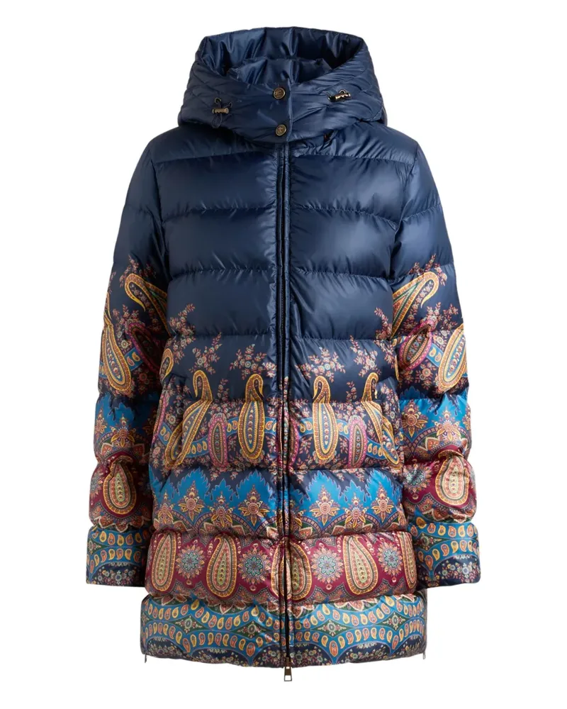 Etro Daunenmantel mit Paisley-Print - Blau Blau