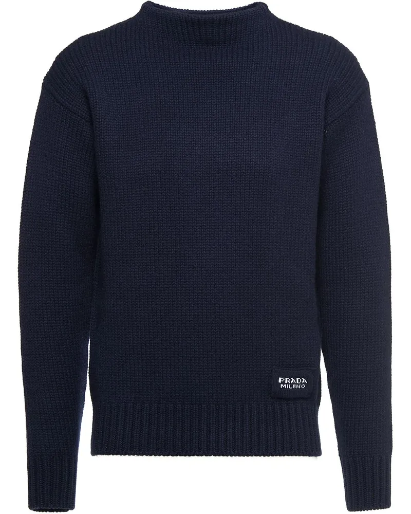 Prada Kaschmirpullover mit U-Boot-Ausschnitt Blau