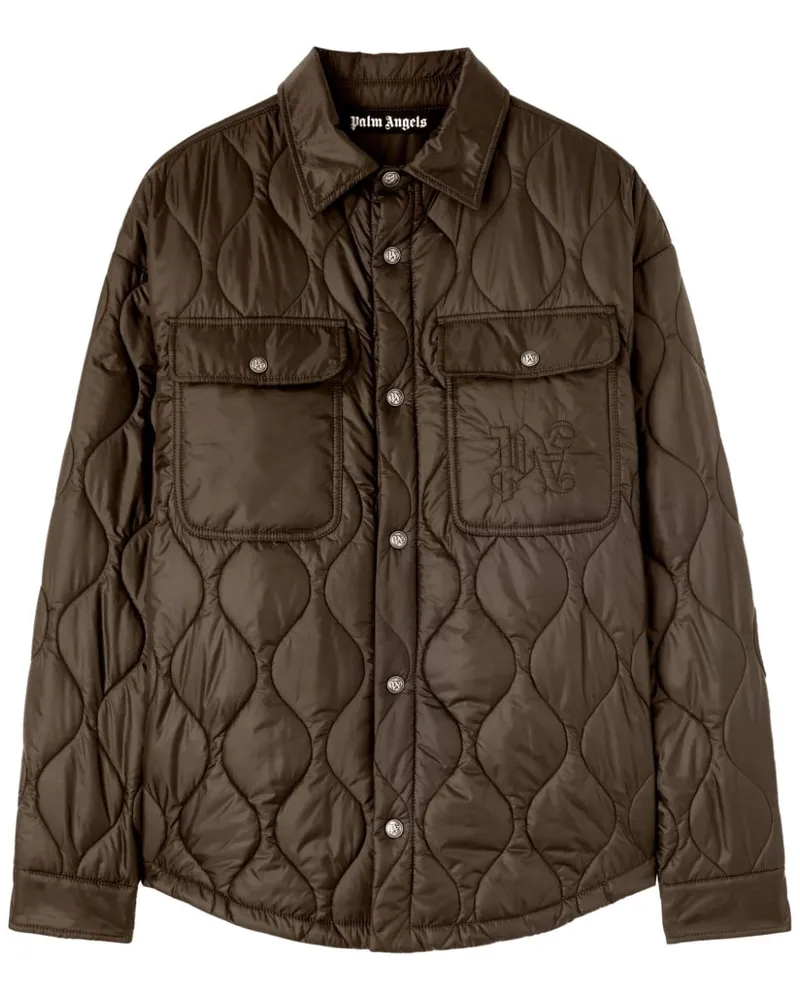 Palm Angels Gesteppte Jacke mit Logo-Stickerei - Grün Grün