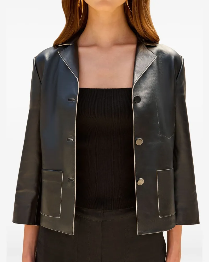 Cult Gaia Layton Blazer aus Leder - Schwarz Schwarz
