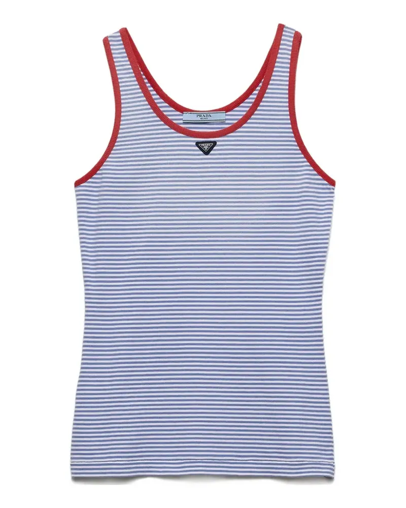 Prada Gestreiftes Tanktop aus Baumwolljersey - Blau Blau