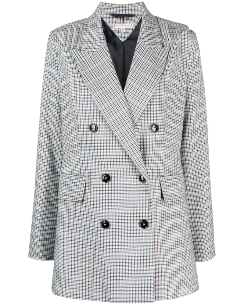 Tommy Hilfiger Doppelreihiger Blazer mit Check Blau