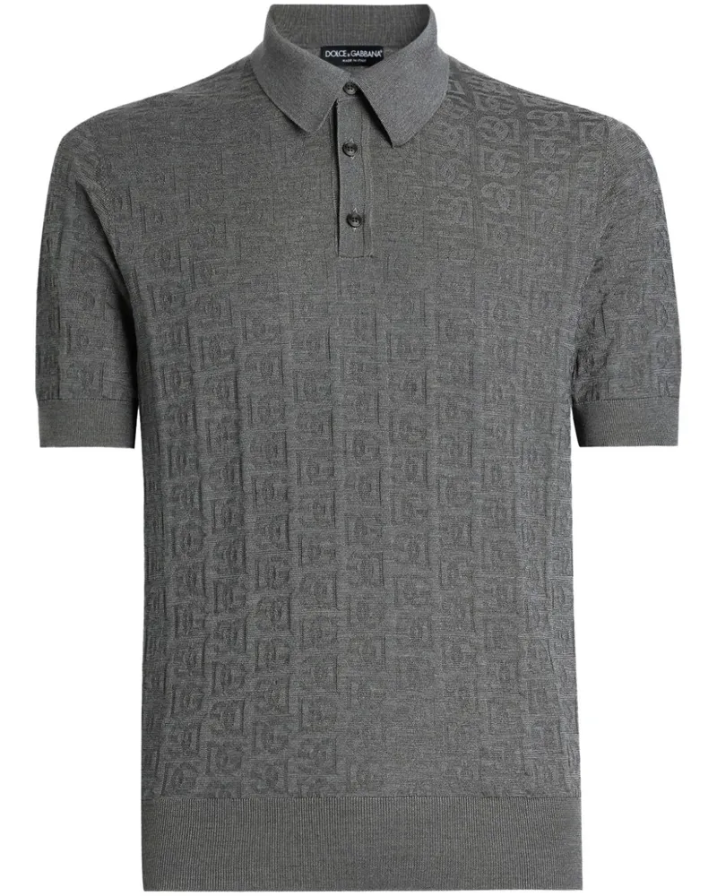 Dolce & Gabbana Poloshirt mit Jacquard-Logo - Grau Grau