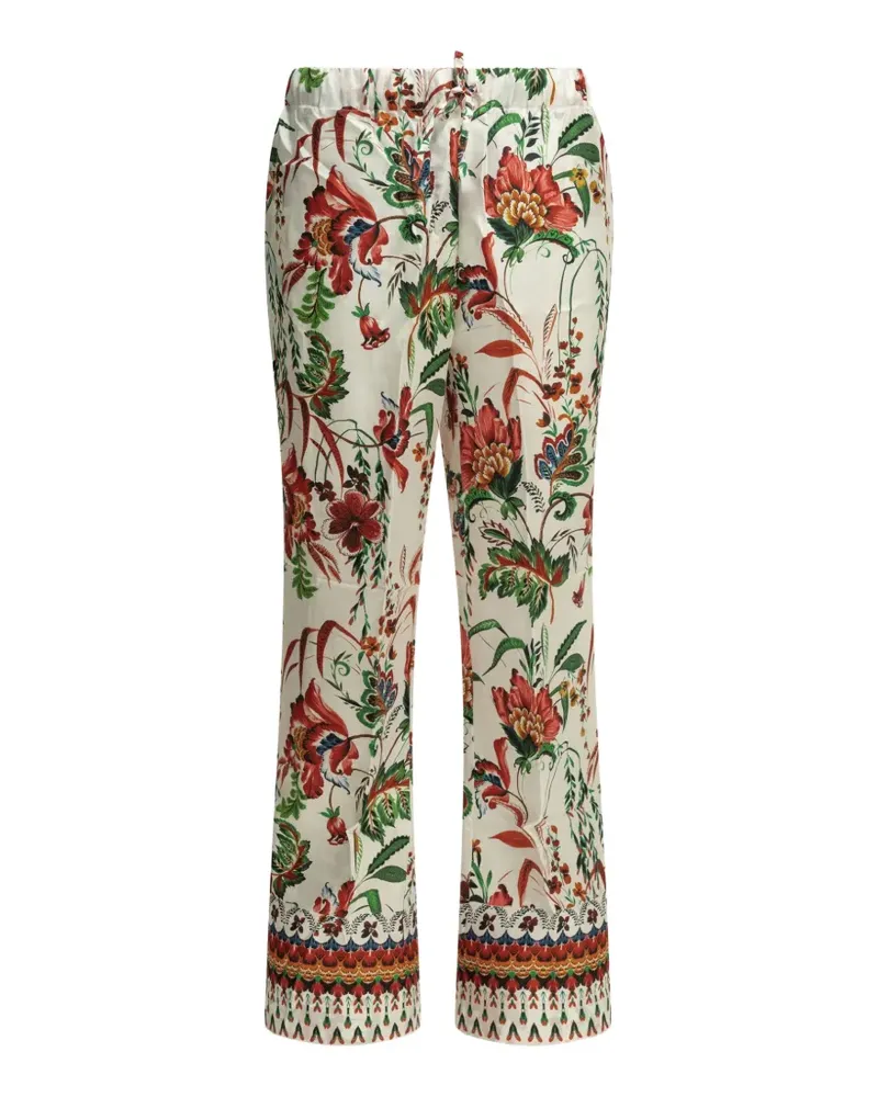 Samantha Sung floral-print silk trousers - Weiß Weiß