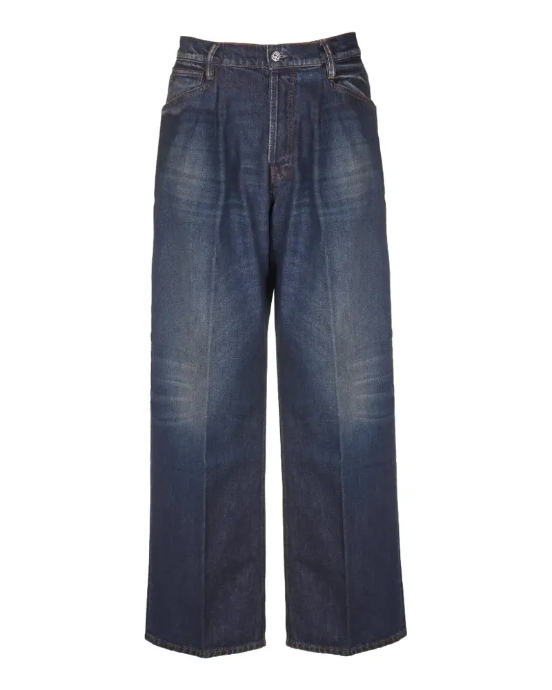 nine:inthe:morning pleated-detail wide-leg jeans - Blau Blau