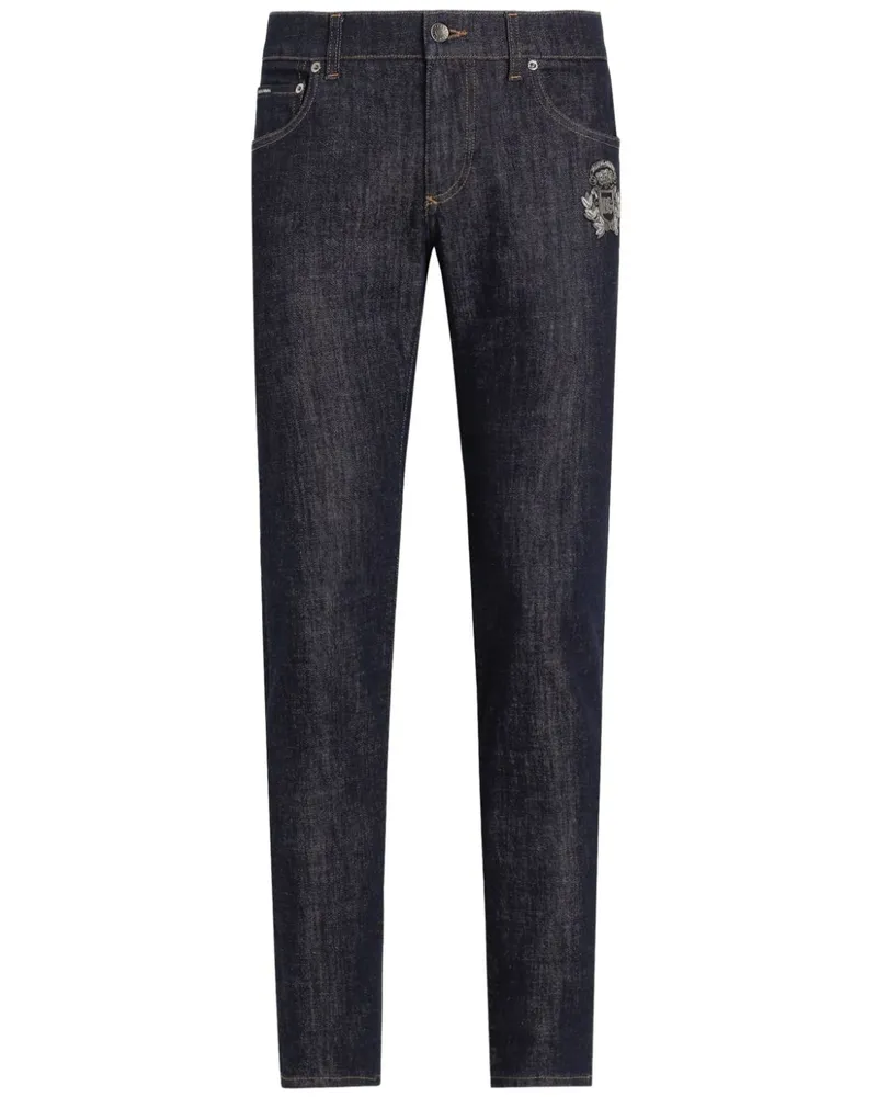 Dolce & Gabbana Skinny-Jeans mit Logo-Applikation - Blau Blau