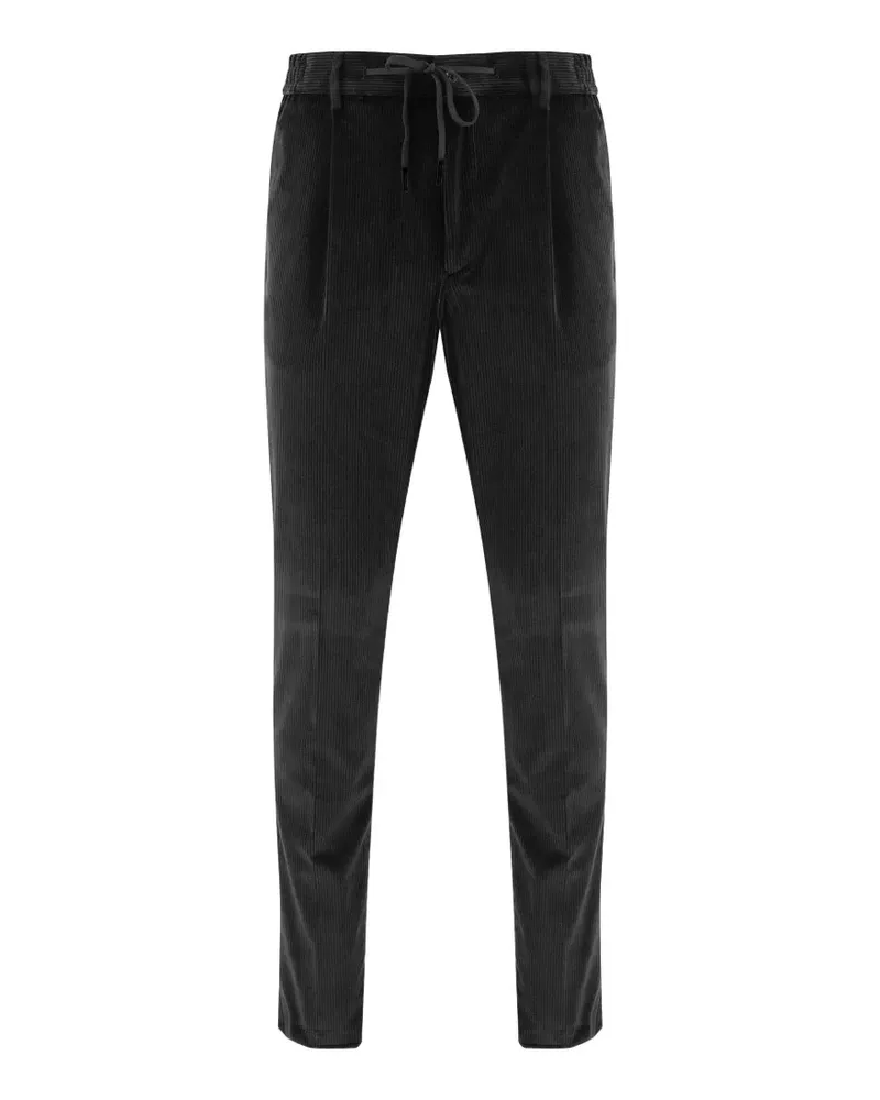 Tagliatore drawstring-waist corduroy trousers - Schwarz Schwarz