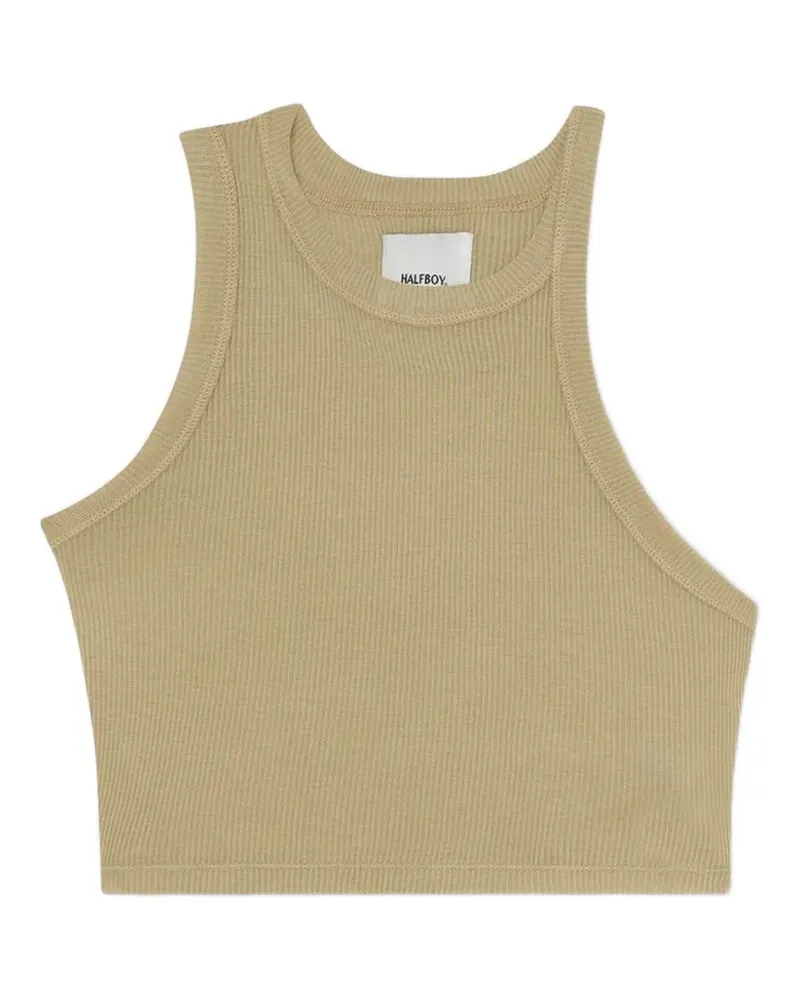 HALFBOY Geripptes Cropped-Strickoberteil - Nude Nude