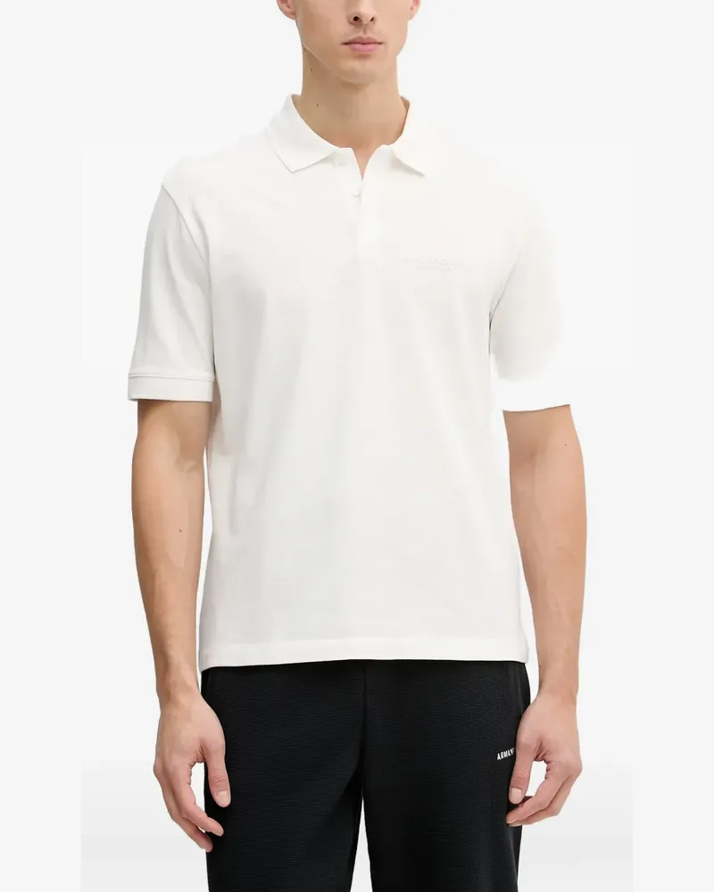 Armani Exchange logo-embroidered piqué polo shirt - Weiß Weiß