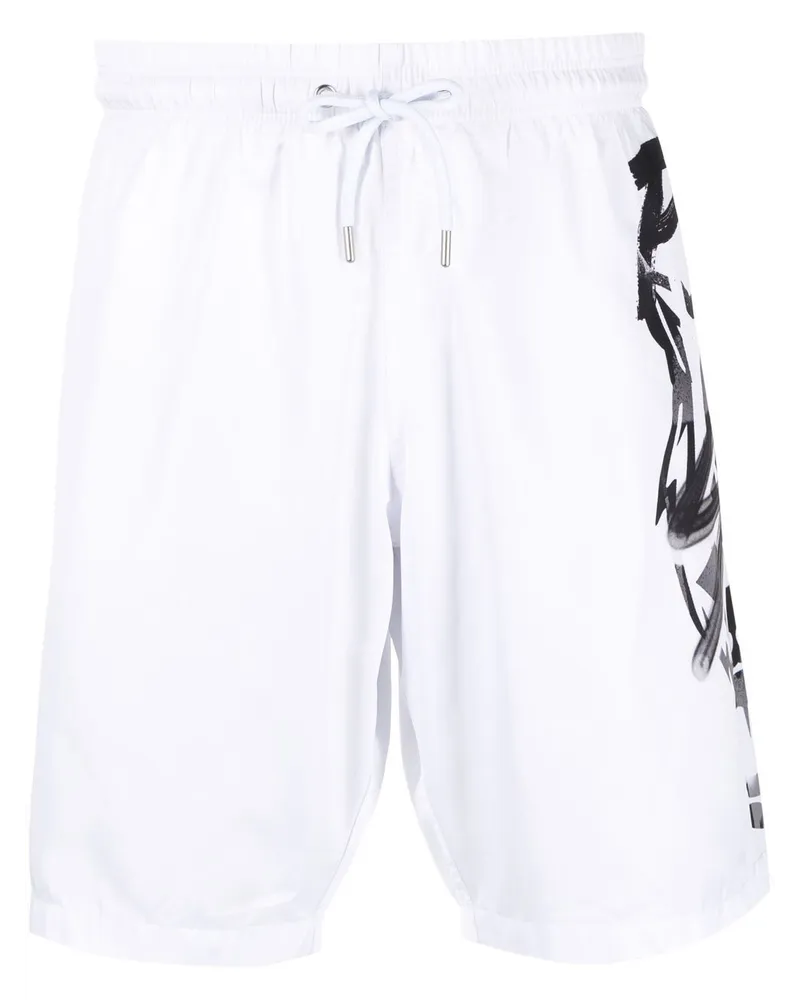Philipp Plein Badehose mit Logo-Print - Weiß Weiß