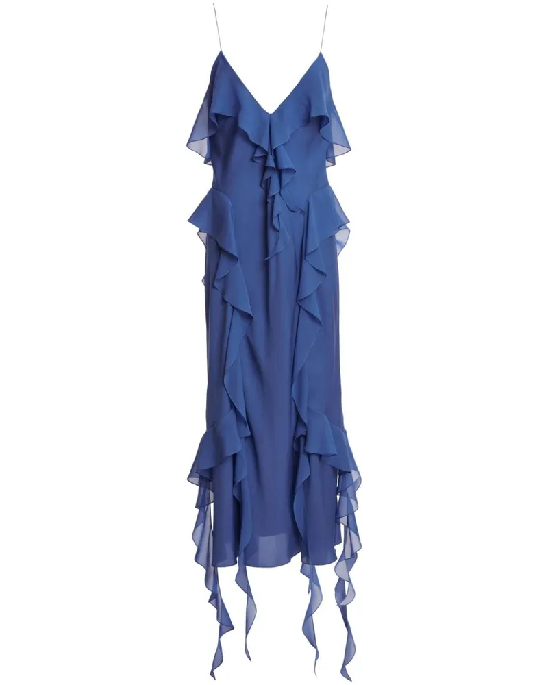 KHAITE The Pim Midikleid aus Seide mit Rüschen - Blau Blau