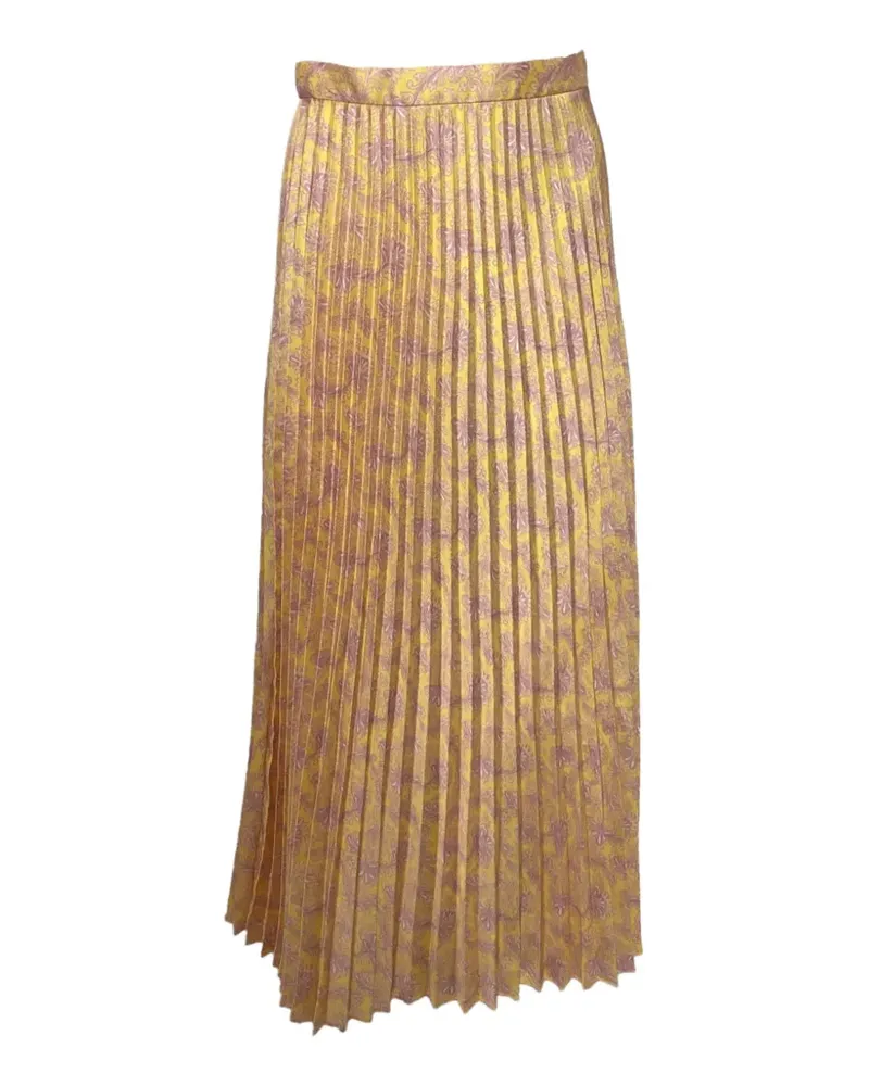 Sandro pleated floral-print midi skirt - Gelb Gelb
