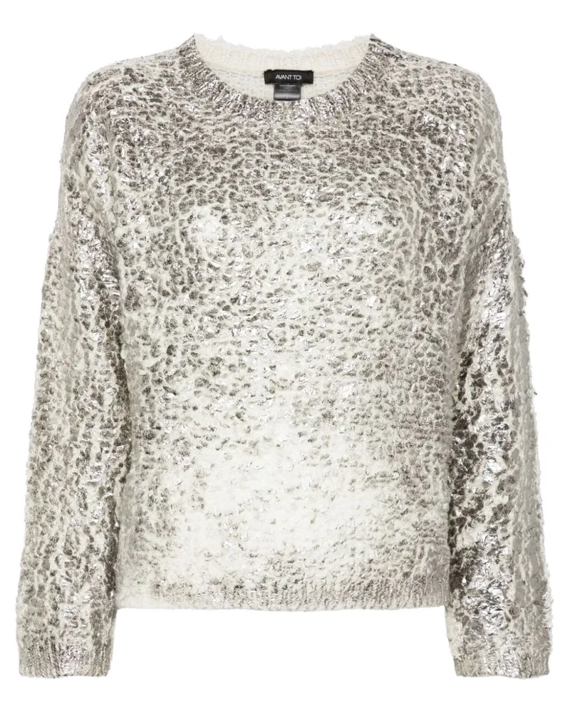 Avant Toi Pullover im Metallic-Look Nude