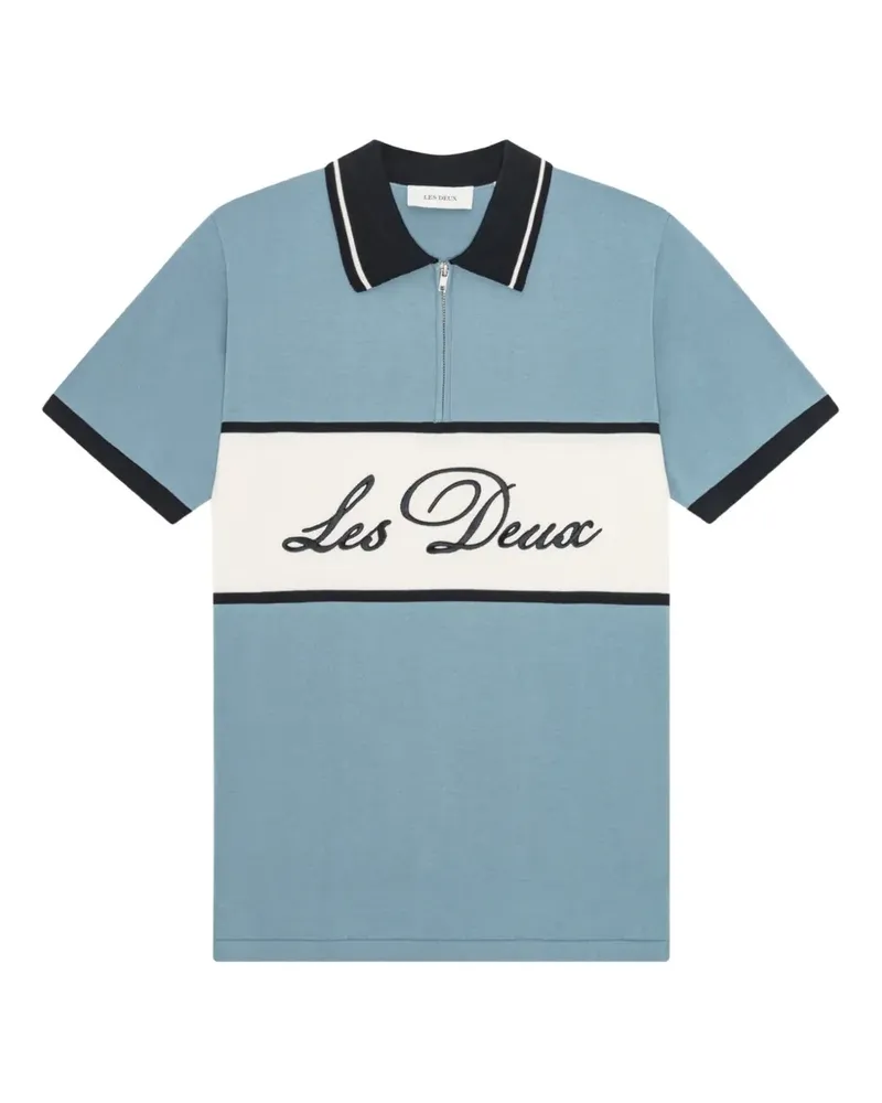 LES DEUX colour-block quarter-zip polo shirt - Blau Blau