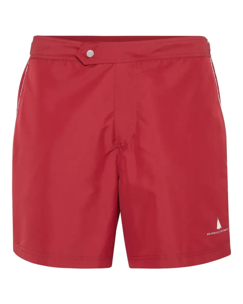Brunello Cucinelli Badeshorts mit Logo-Print - Rot Rot
