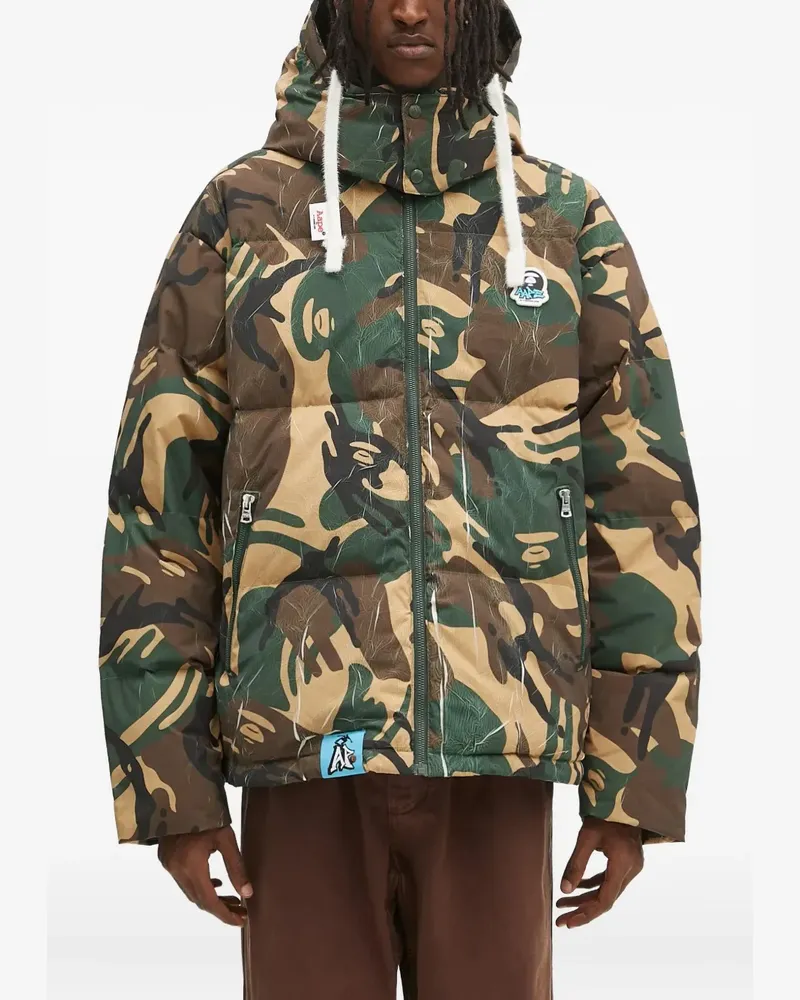 BAPE Gefütterte Jacke mit Camouflagemuster - Grün Grün