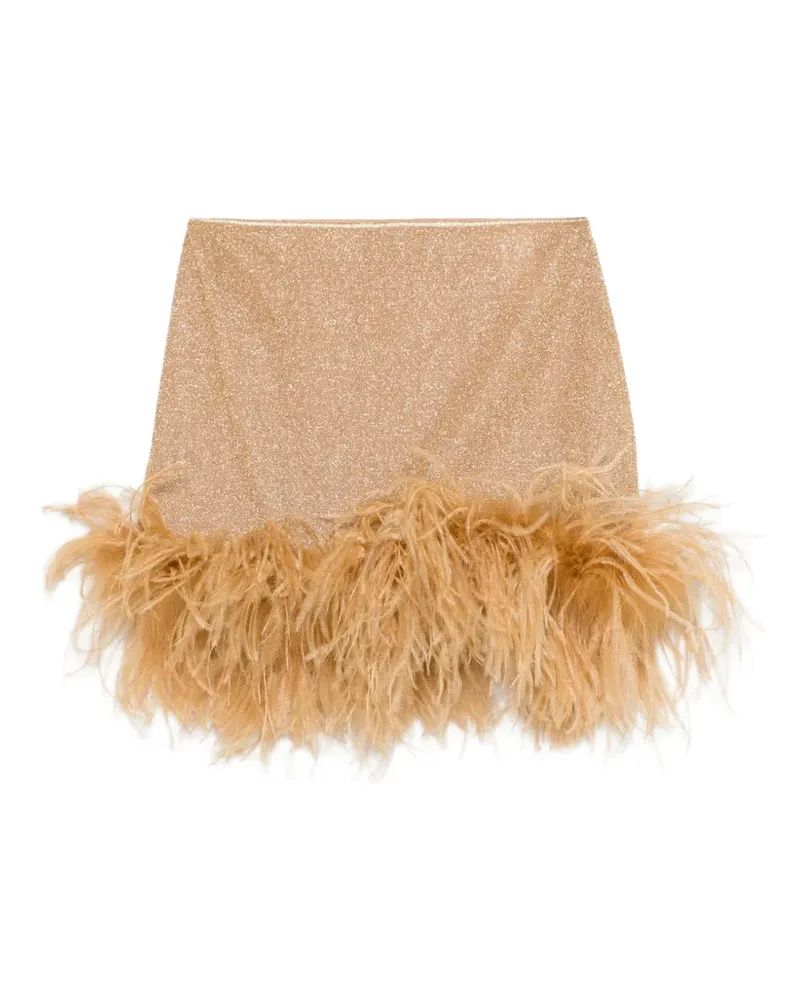 Oséree feather-trim mini skirt - Gold Gold