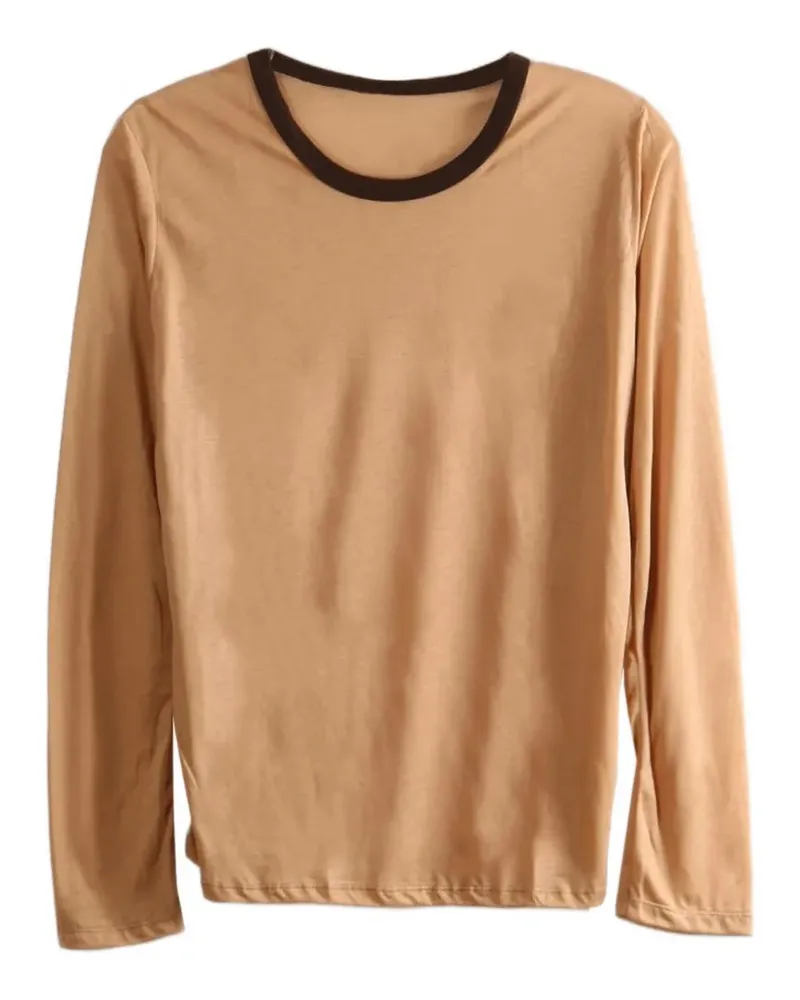 Baserange Langarmshirt mit Kontrastdetails - Nude Nude