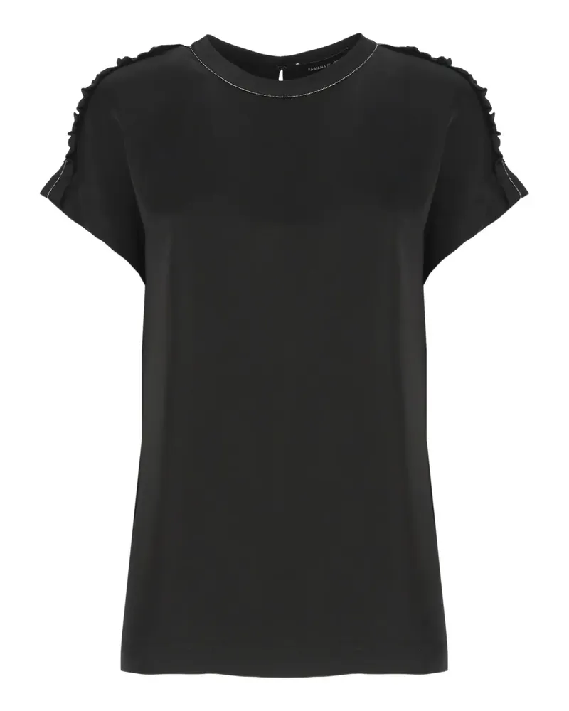Fabiana Filippi T-Shirt mit Rüschenborten - Schwarz Schwarz