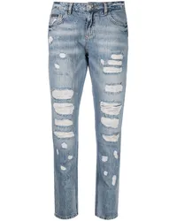 Philipp Plein Boyfriend-Jeans im Distressed-Look Blau