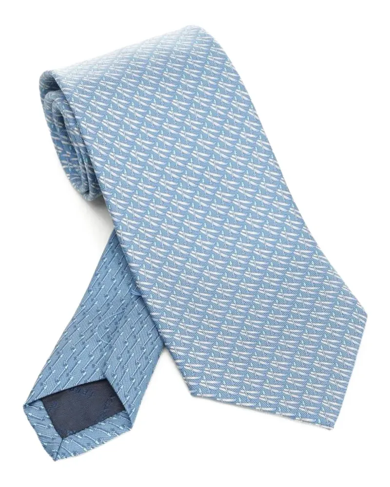 Ferragamo pattern-print silk tie - Blau Blau