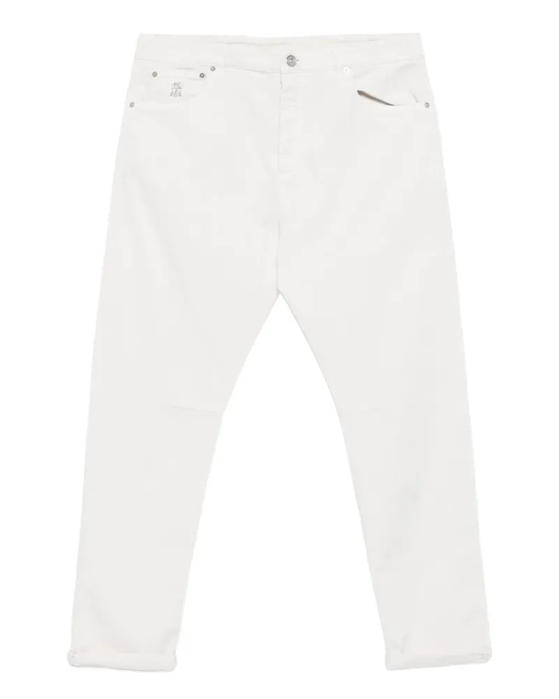 Brunello Cucinelli Five-Pocket-Jeans mit Logo-Schild - Weiß Weiß