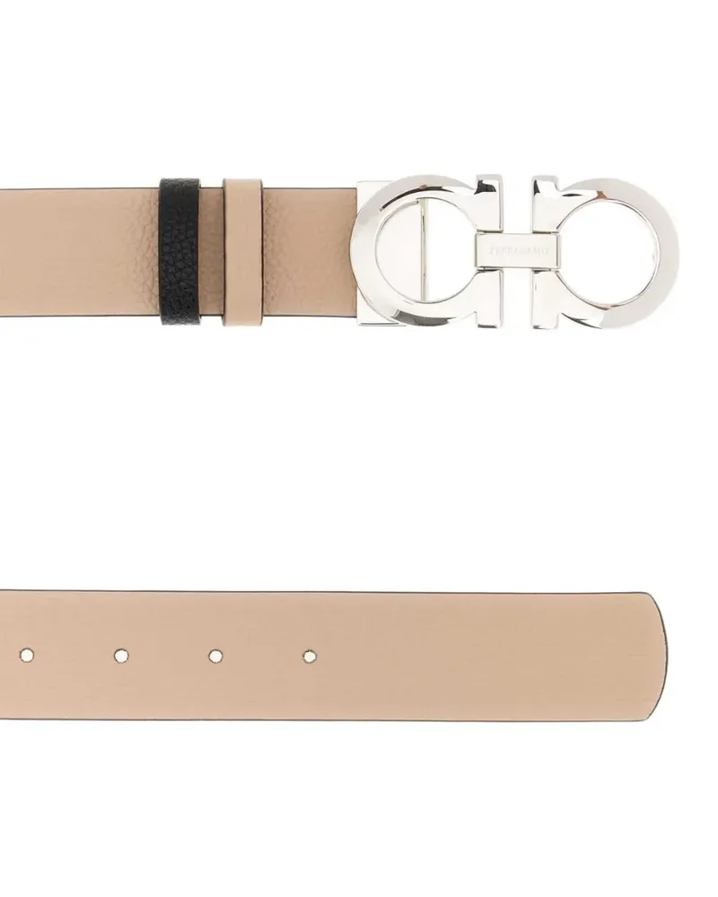 Ferragamo Gancini grained-leather belt - Nude Nude