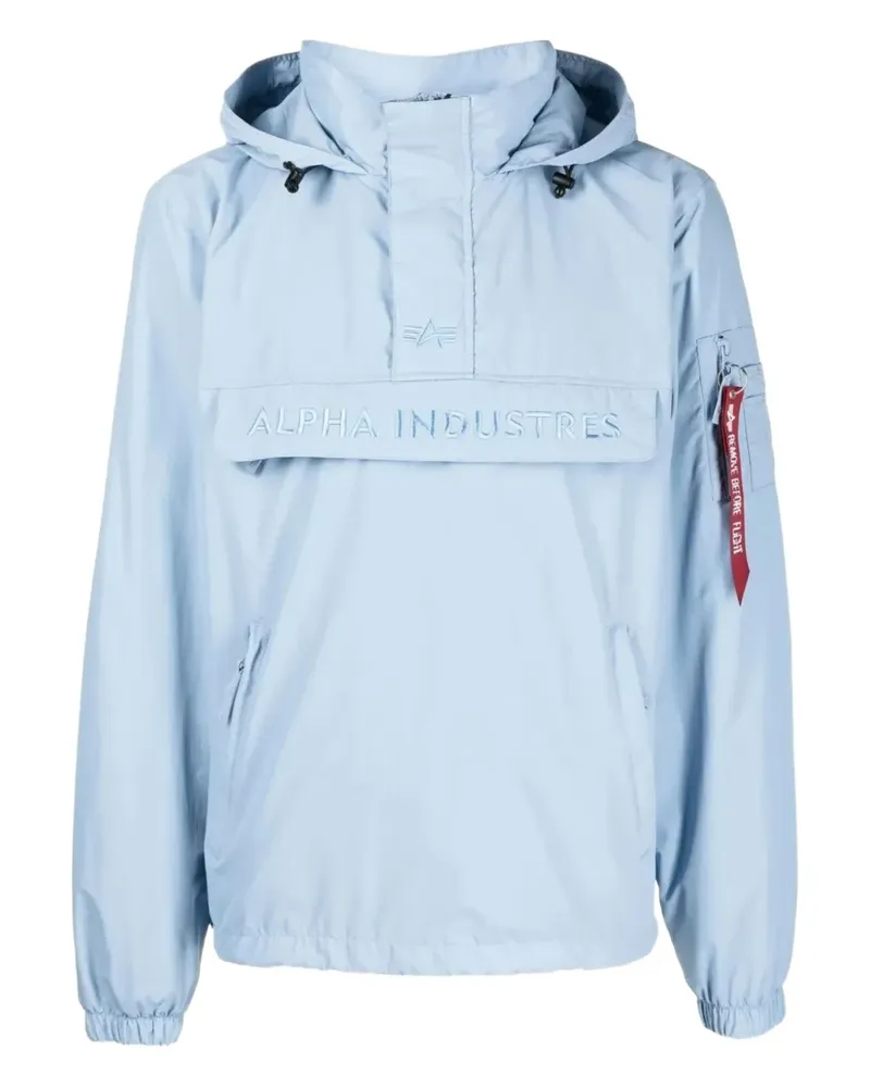 Alpha Industries Kapuzenjacke mit Logo-Stickerei - Blau Blau