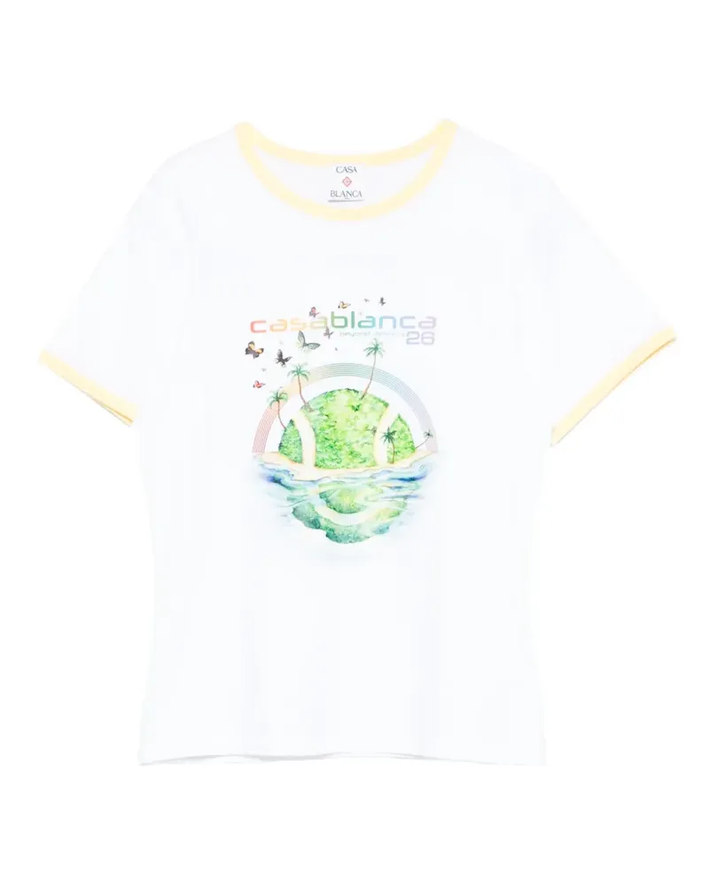 Casablanca Paris Longline Ringer T-Shirt mit grafischem Print - Weiß Weiß