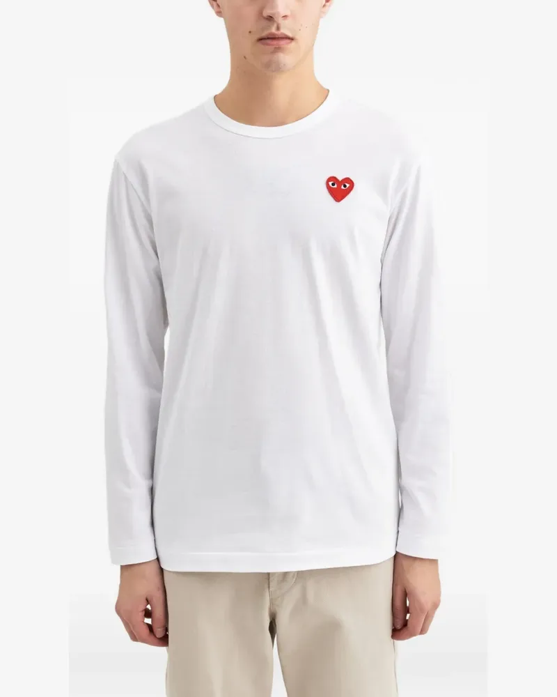 Comme des Garçons long-sleeved Heart-patch T-shirt - Weiß Weiß