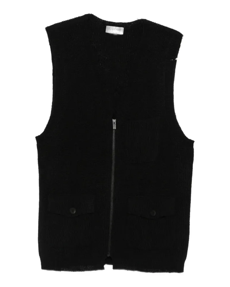 Yohji Yamamoto ribbed-knit zip-up gilet - Schwarz Schwarz