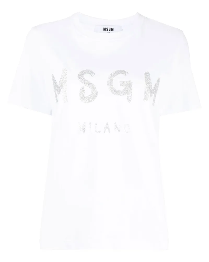 MSGM T-Shirt mit Logo-Print Weiß