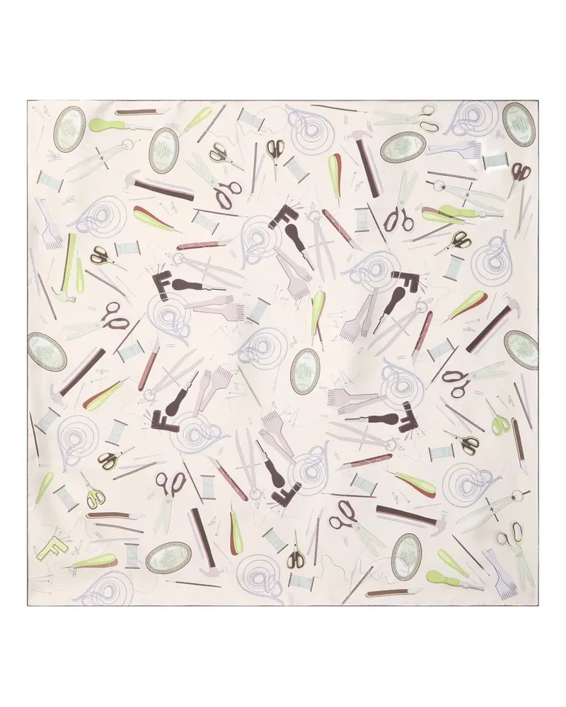 Fendi Schal aus Seide mit grafischem Print - Rosa Rosa