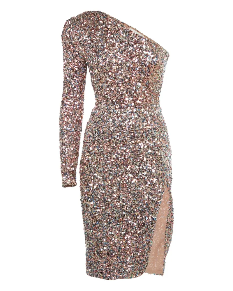 BRONX AND BANCO one-shoulder sequin midi dress - Nude Nude