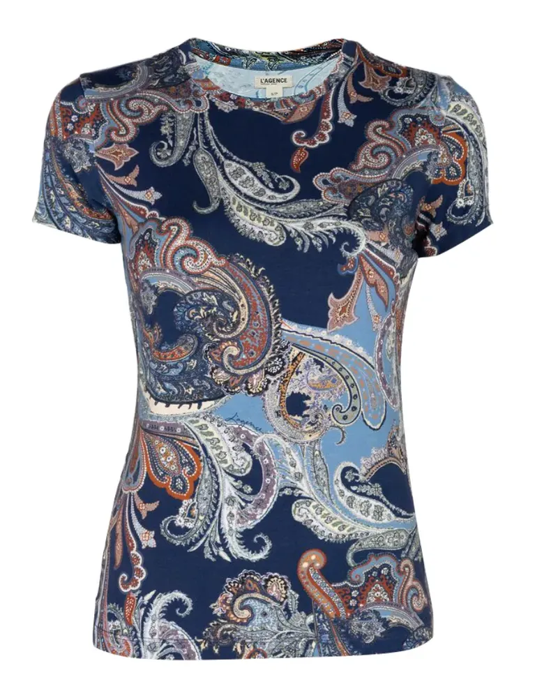 L'Agence Ressi T-Shirt mit Paisley-Print - Blau Blau