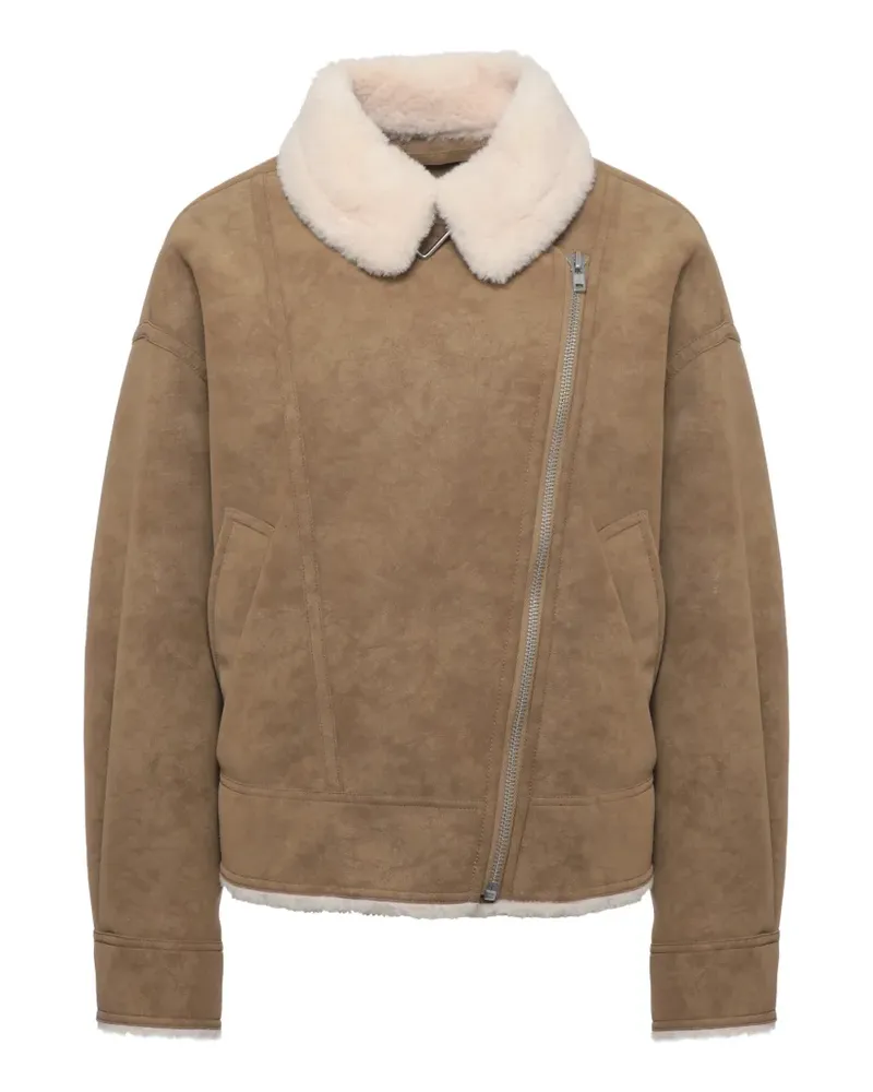 STAND Pica Jacke mit Faux Shearling - Nude Nude