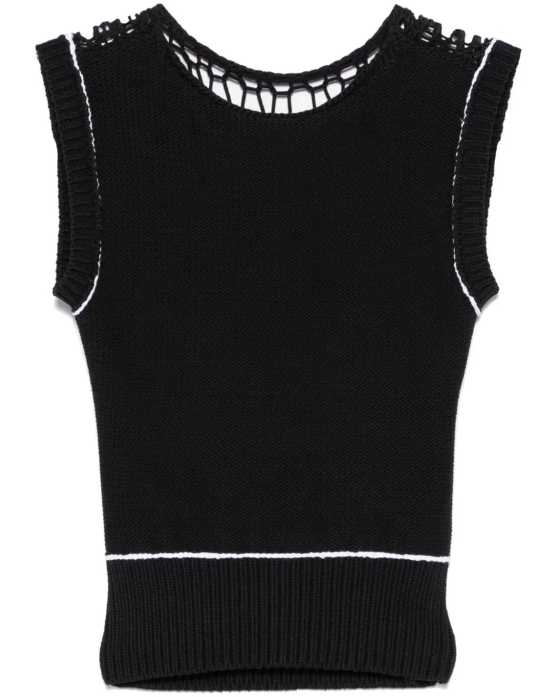 Maison Margiela Pullunder mit Lochstrickmuster - Schwarz Schwarz