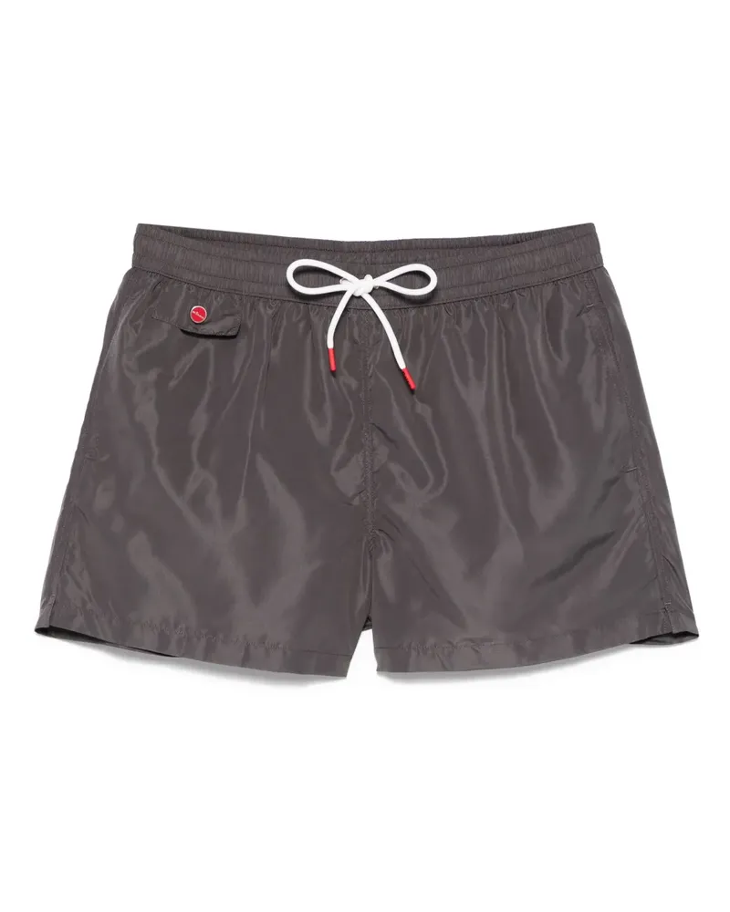 Kiton Badeshorts mit Logo-Stickerei - Grau Grau