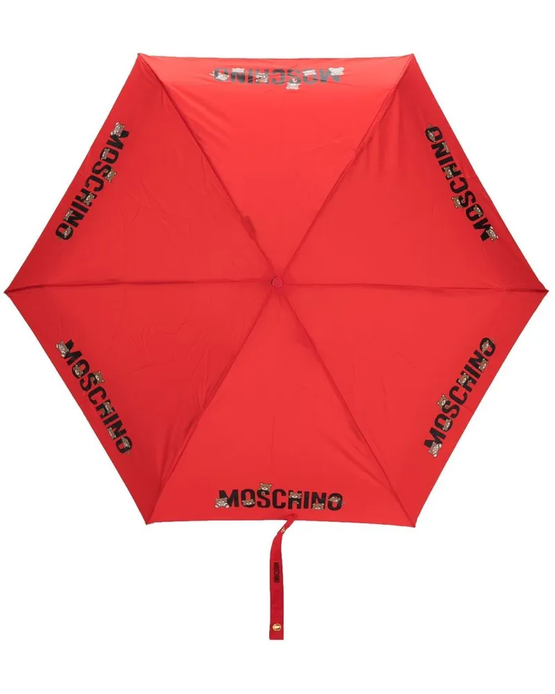 Moschino Regenschirm mit Logo-Print - Rot Rot