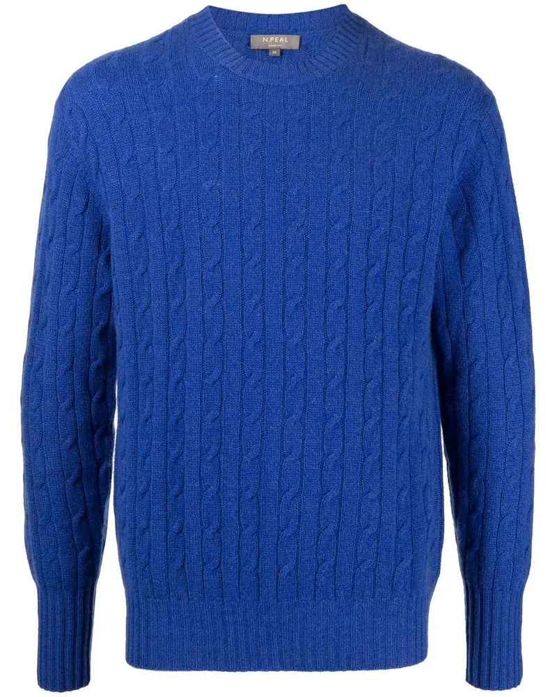 N.Peal Thames Kaschmirpullover mit Zopfmuster Blau