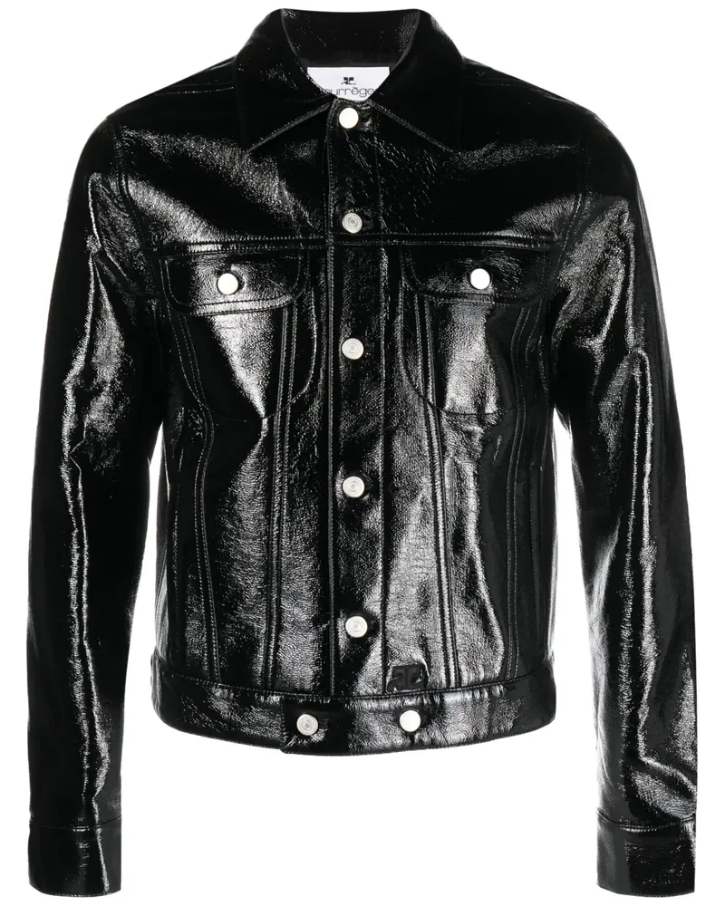 Courrèges Lederjacke mit Glanzoptik - Schwarz Schwarz